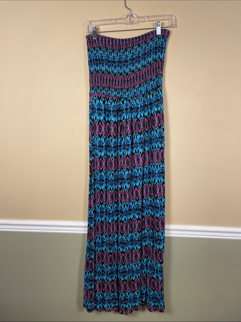 Lascana Women’s Boho Multicolor Patterned Strapless Summer Vacation Maxi Dress